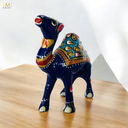 Handcrafted Camel Figurine Camel Metal Embossed Sculpture Meenakari Decor Art