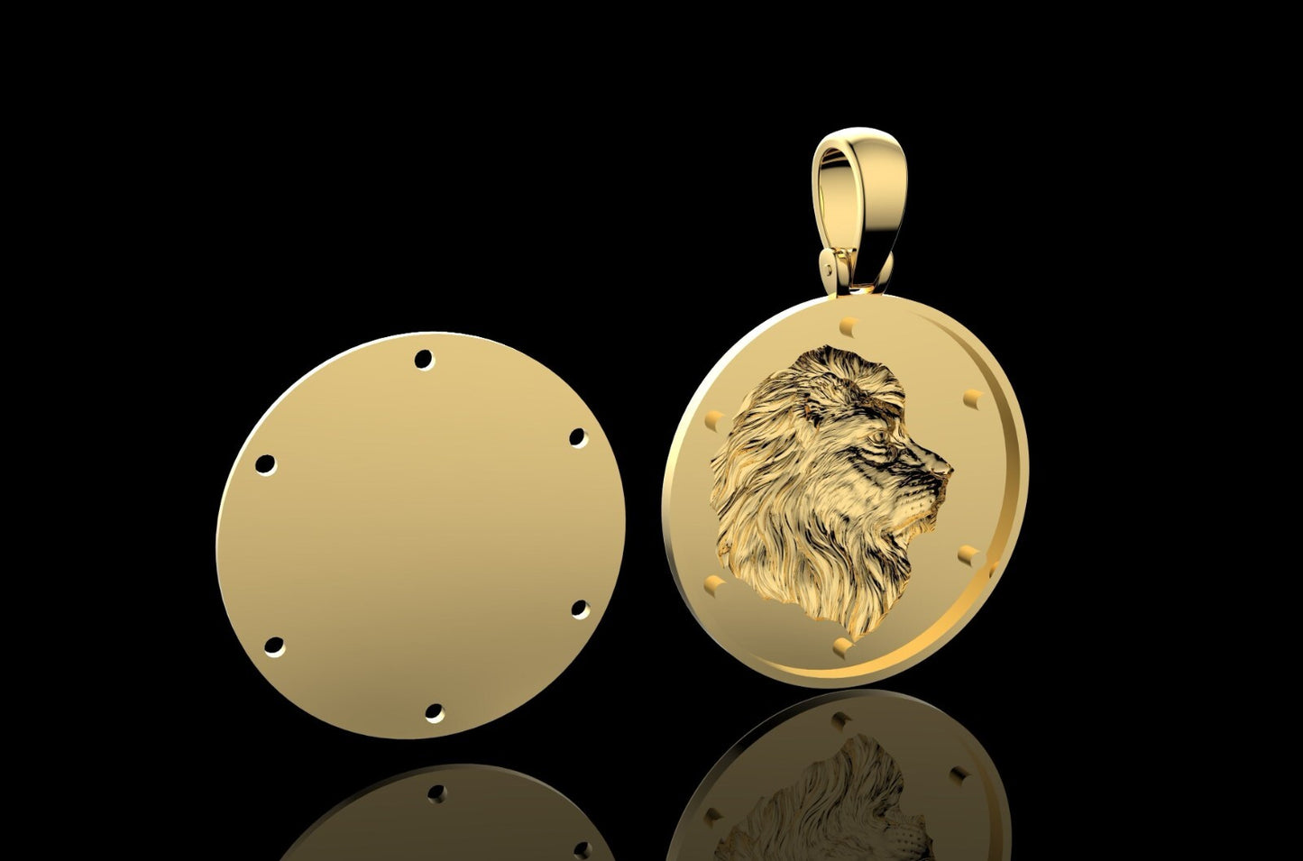 Men's Lion Head Charm Pendant Necklace Handmade Brass Animal Statement Gift Men