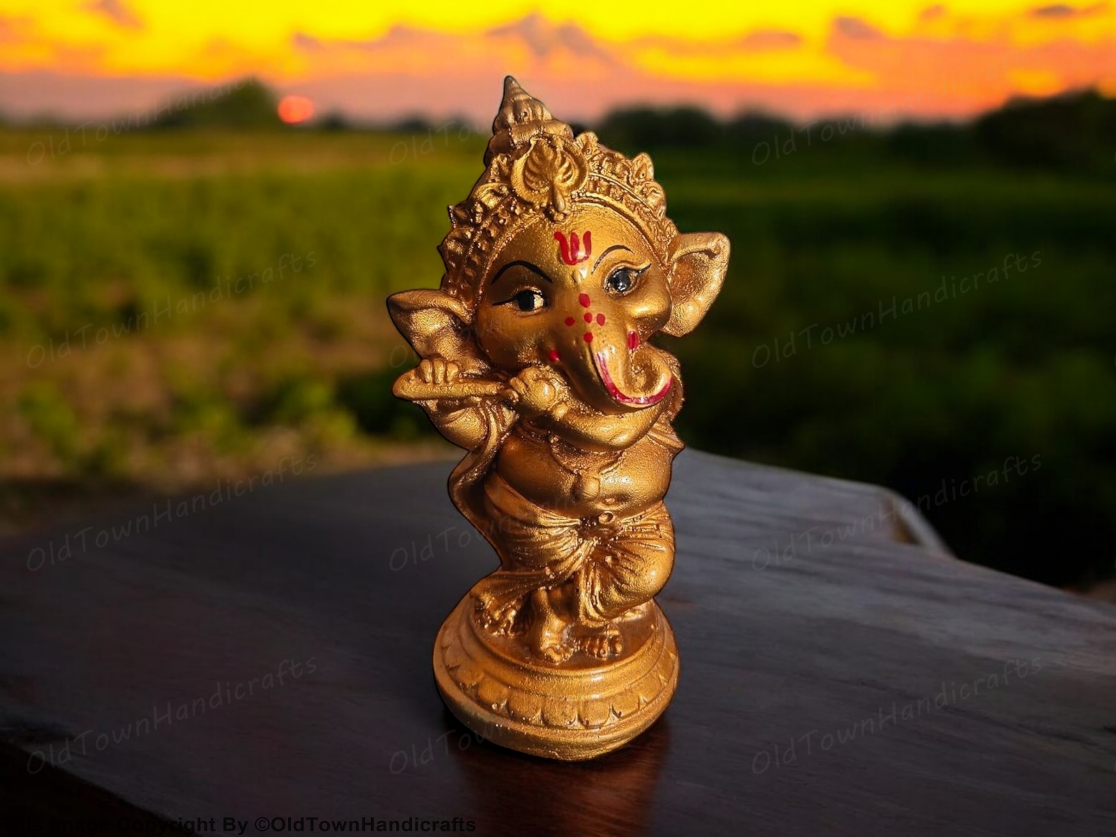 Handcrafted Golden Ganesh Idol Lord Ganesha Statue for Home Office Pooja Decor