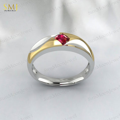 Two Tone Engagement Rings For Couples Lab Created Red Ruby Rings 925 Silver