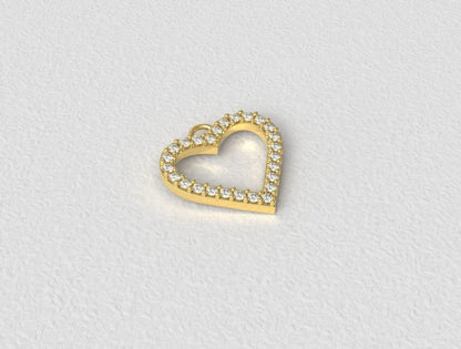 Round Cut Cubic Zirconia Diamond Heart Pendant Necklace For Women Yellow Brass