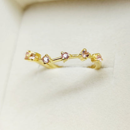 Natural Pink Sapphire Simple Band 925 Sterling Silver Curved Designer Band Gift