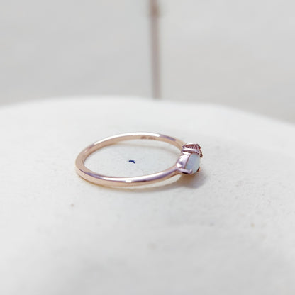 Pear Cut Opal and Pink Tourmaline Ring Gemstone Engagement Silver Ring Us5~ 15
