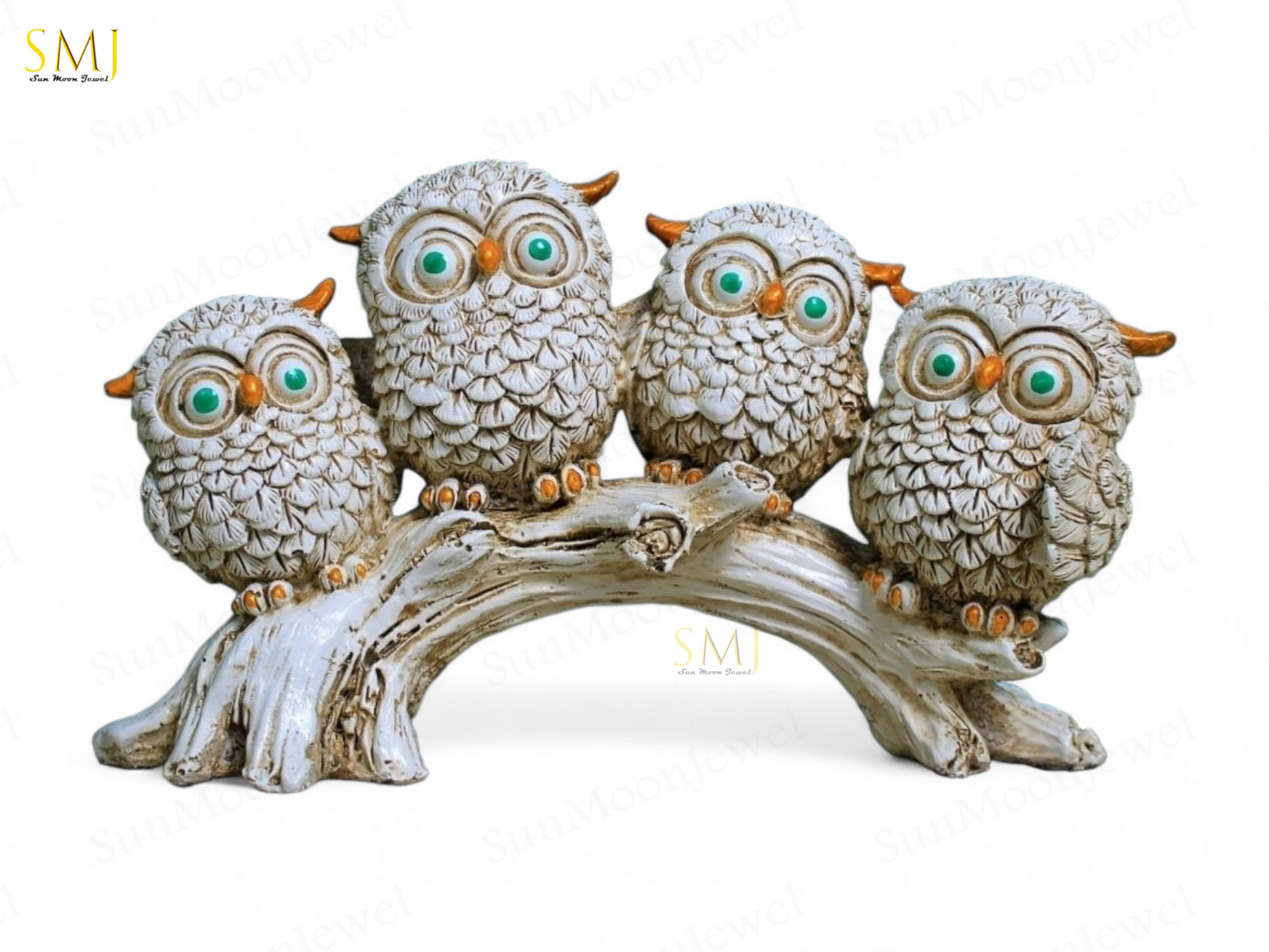 Resin Owl Family Figurine Vintage Owl Handmade Owl Statue Gift  Animal Figurine