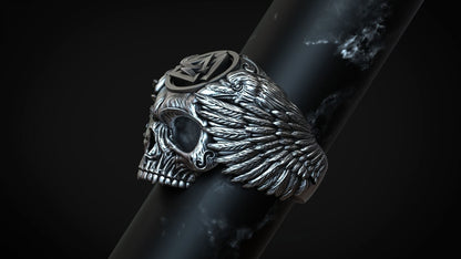 Viking Odin Ring Valknut Raven Skull Norse Warrior Band Silver Skull Ring US5~15