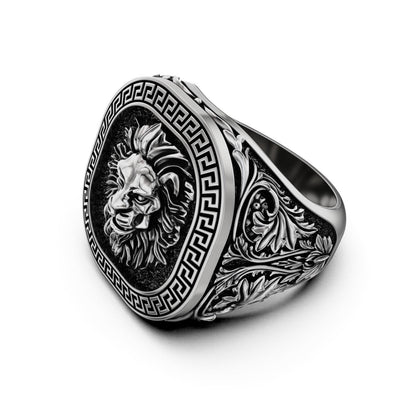 Lion Head 925 Sterling Silver Ring Handmade Men’s Animal Ring Jewelry US5~15