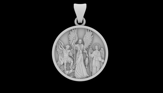 925 Sterling Silver San Miguel Archangel Medal Pendant Women Men Necklace