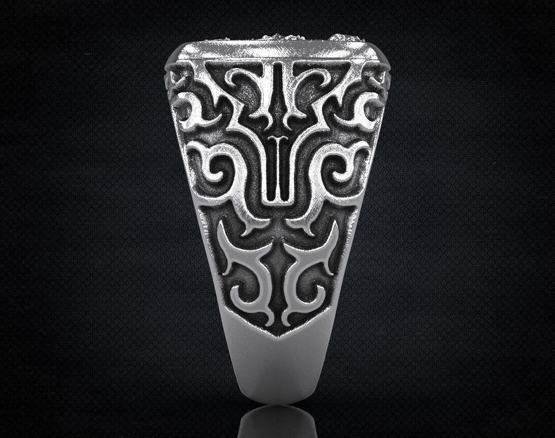St Saint Michael Archangel Ring Sterling Silver Signet US5-15 Protection Unisex
