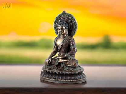 Copper Finish Buddha Statue Buddha Amitabha Meditation & Home Decor And Gift