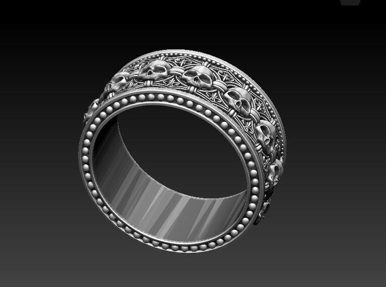 925 Sterling Silver Skull Ring Gothic Heavy Biker Band Men Women Punk US5~15