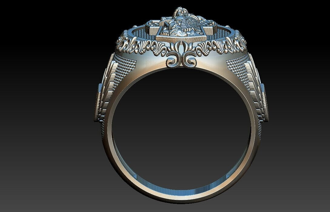 St Michael Archangel Ring 925 Sterling Silver San Miguel Amulet Men Gift US5~ 15