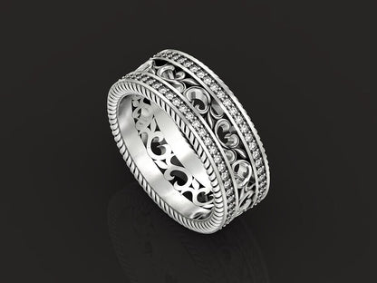 925 Silver CZ Curved Wedding Band Ring Elegant Stackable Women Men Ring US5-15