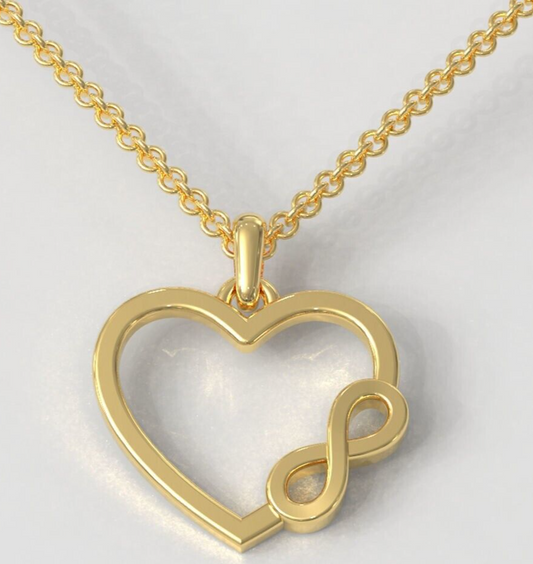 Eternal Love Heart Infinity Pendant Necklace Romantic Couples Brass Jewelry Gift