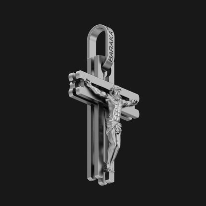 US Silver Jesus Cross Baraka Crucifix Pendant Jesus Necklace For Wedding Gift