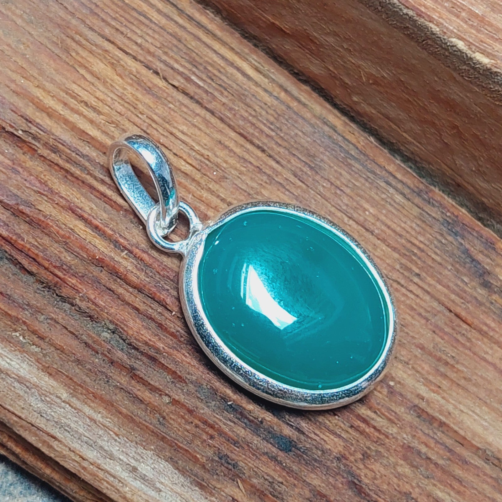 925 Sterling Silver Ovel Green Onyx Pendant Layering Necklace,Gift For Wome