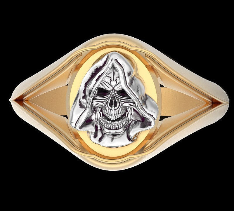 Handmade Santa Muerte Ring Brass Punk Biker Style Holy Death Retro Design US5~15
