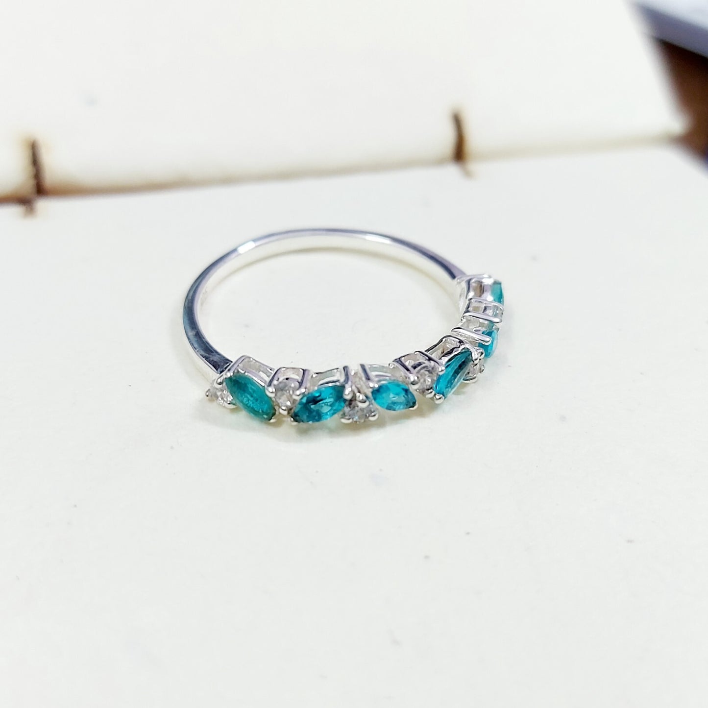 Marquise Blue Aquamarine CZ Cocktail Ring 925 Silver Elegant Design Ring US5 ~15