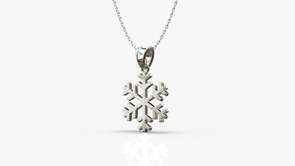 Silver Snowflake Necklace Pendant Winter Snow Weather Christmas Gift Women Men