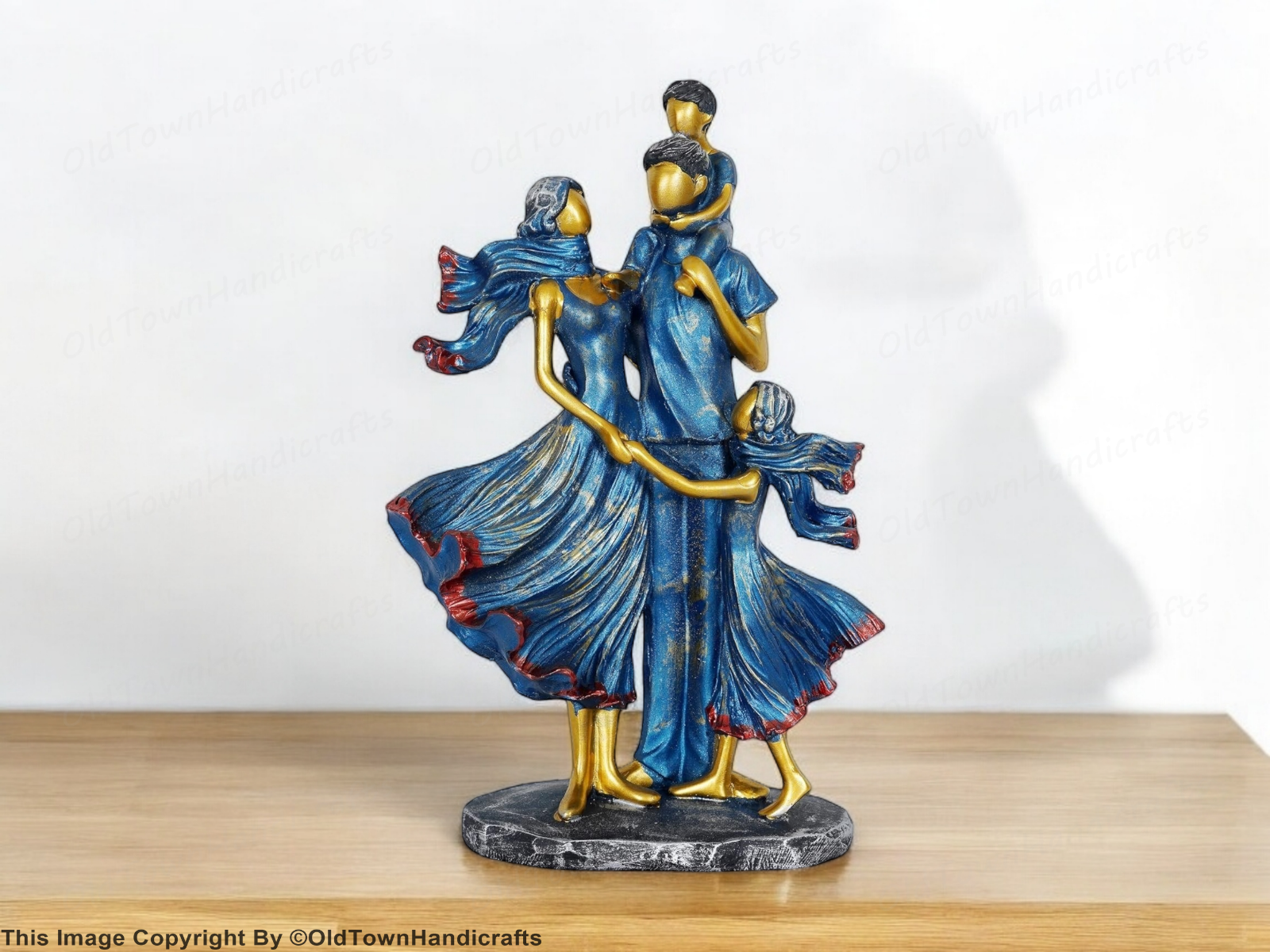 Resin Family Showpiece Blue Home Decor Accent Gift for Living Room Bed Room