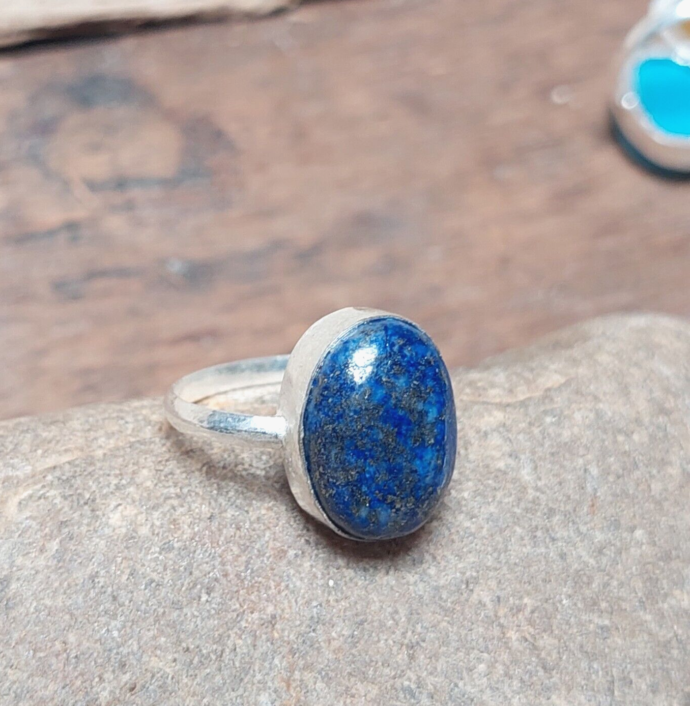 Natural Oval Lapis Lazuli Gemstone Ring 925 Silver Rings For Women Gift US5~15