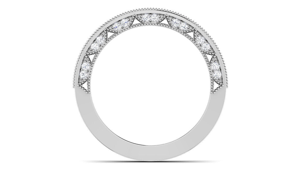 925 Silver CZ Round Cut Eternity Engagement Wedding Band Ring Women Gift US5~ 15