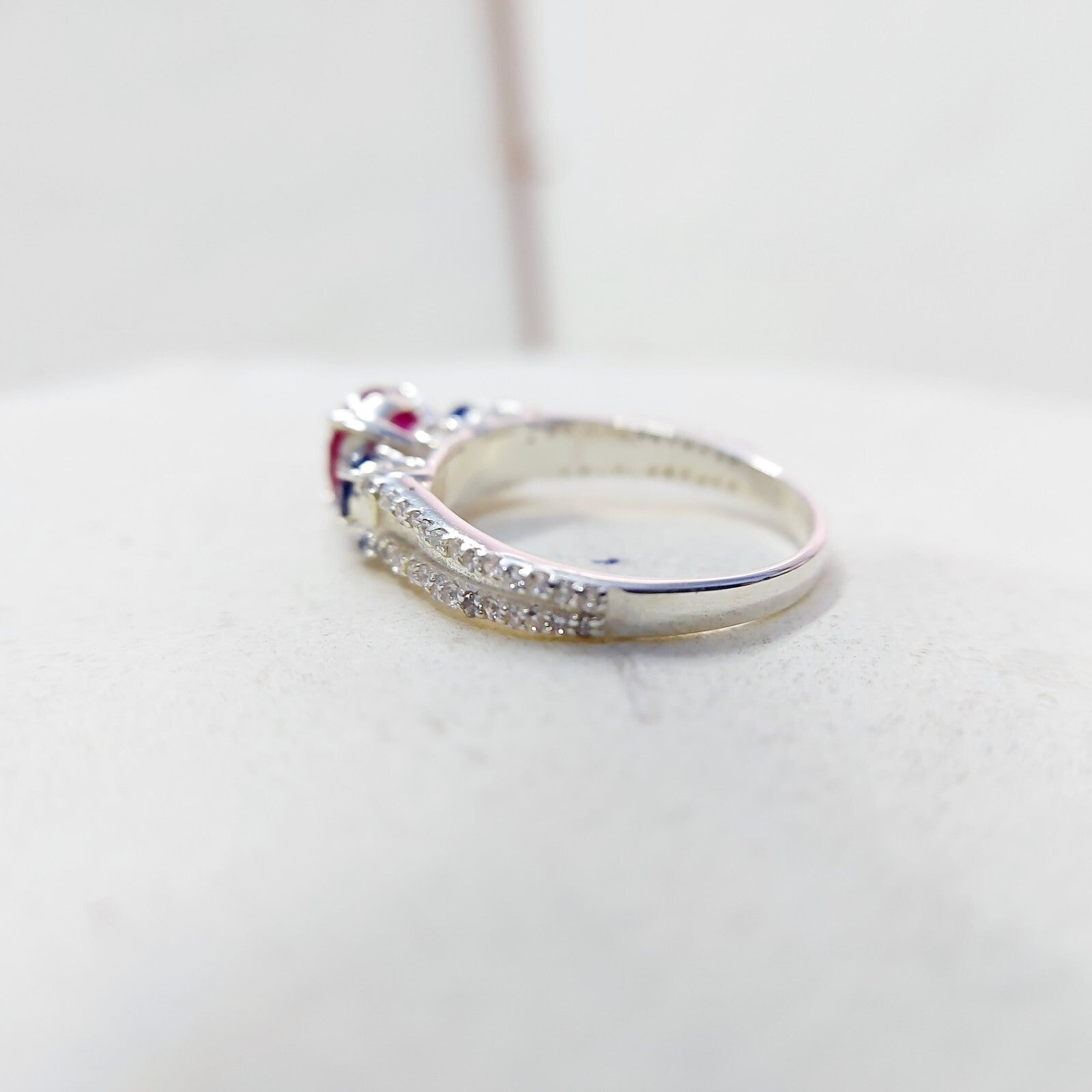 Sapphire and Ruby Wedding Ring Engagement Band 925 Sterling Silver Ring Us5~ 15