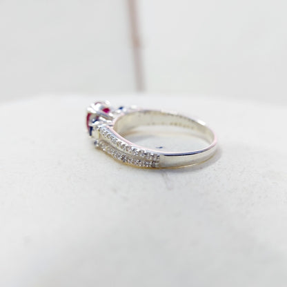 Sapphire and Ruby Wedding Ring Engagement Band 925 Sterling Silver Ring Us5~ 15