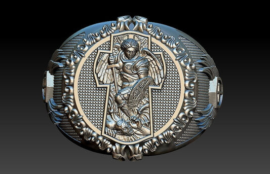 St Michael Archangel Ring 925 Sterling Silver San Miguel Amulet Men Gift US5~ 15