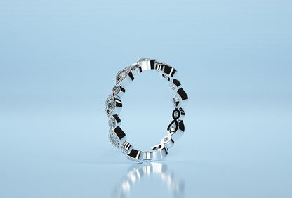 Silver Round Moissanite Eternity Wedding Anniversary Ring Band Women US5-15 Gift