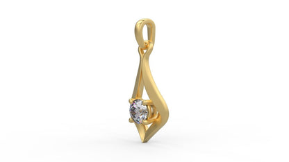 Round Cut Cubic Zircon Women Necklace Pendant Brass Solitaire Women Jewelry Gift