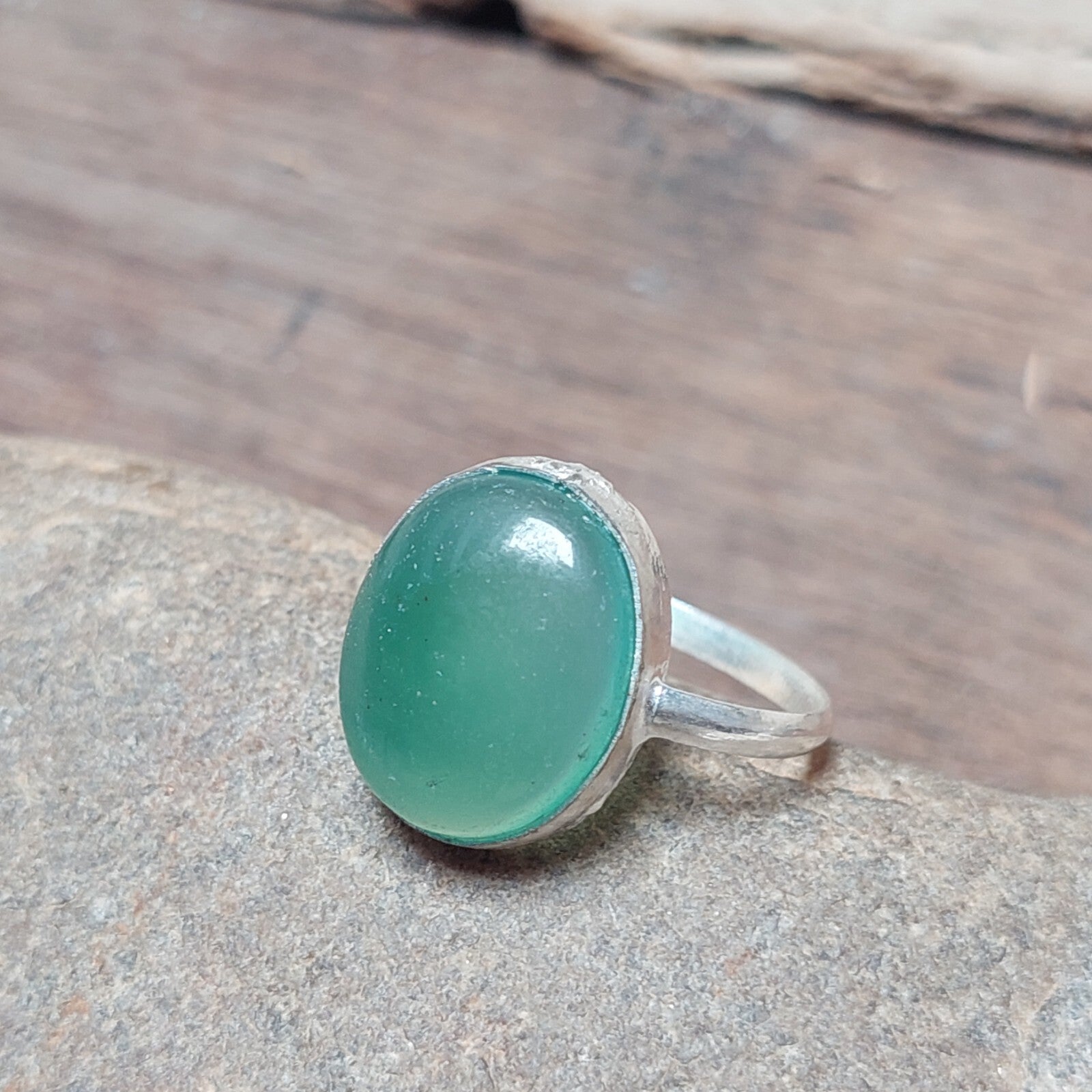 Oval Green Slice Agate Ring,925 Sterling Silver Agate Jewelry,Women's Ring