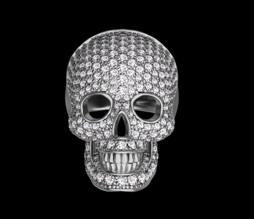 Men Skull Ring 925 Silver Moissanite Skull Ring Handmade Biker Jewelry US7~15