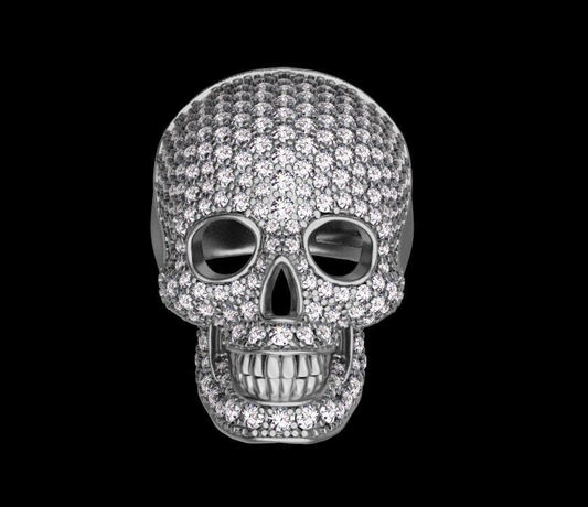 Men Skull Ring 925 Silver Moissanite Skull Ring Handmade Biker Jewelry US7~15