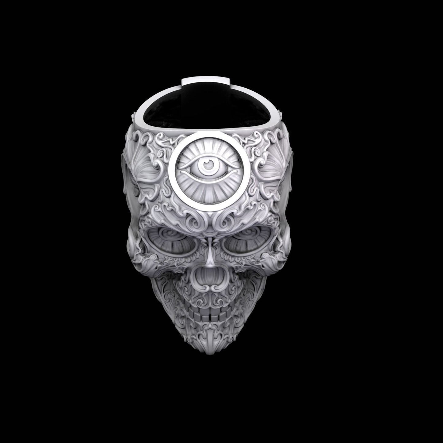 Skull Ring 925 Sterling Silver Modern Design Handmade Large Statement US5~ 15