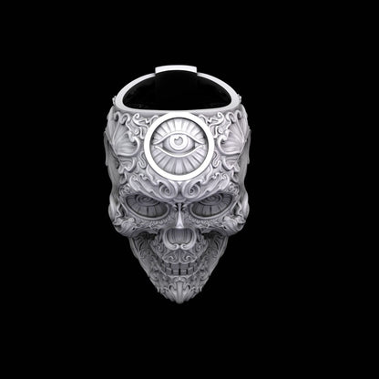 Skull Ring 925 Sterling Silver Modern Design Handmade Large Statement US5~ 15