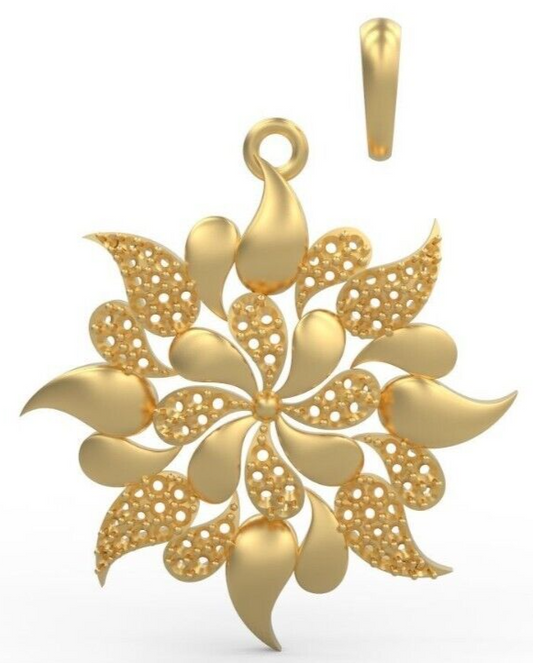 Brass Flower Round Circle Yoga Pendant Necklace Daisy Plumeria Charm Women Gift