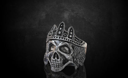 Biker Rider King Monarch Gothic Skull Crown Ring 925 Silver Skull Ring US5-15