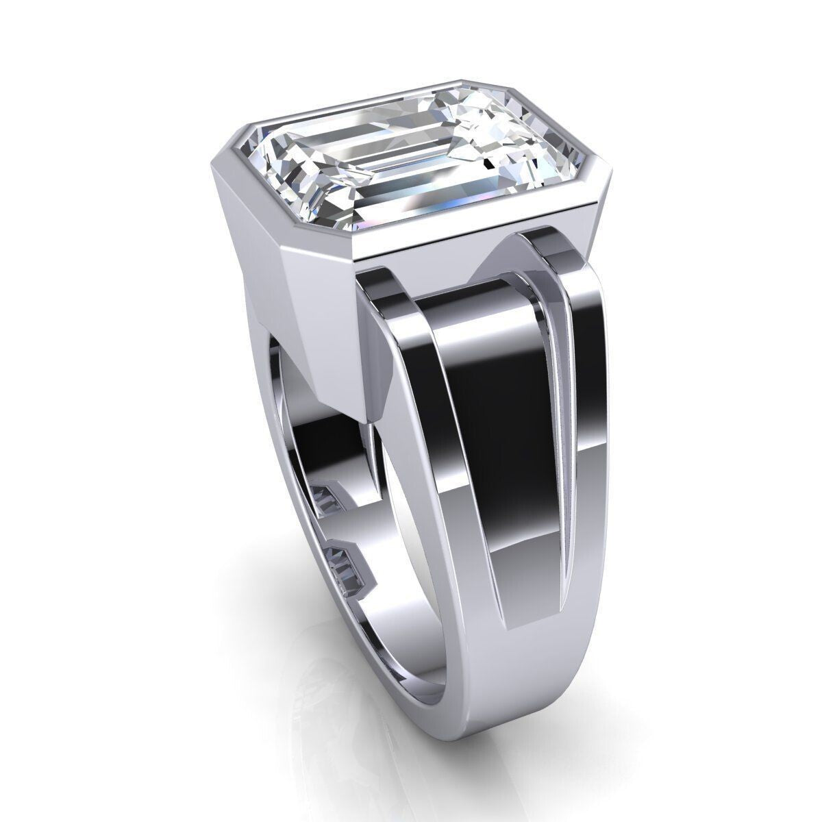 Emerald Cut Brilliant Sparkle CZ Moissanite Silver Ring Occasions Sizes US5~15