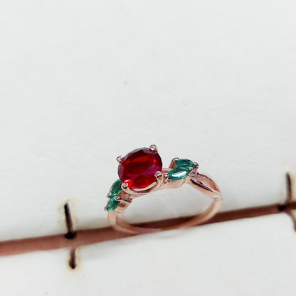 Marquise Lab Created Green Emerald with Round Ruby Wedding Women Ring US5~15