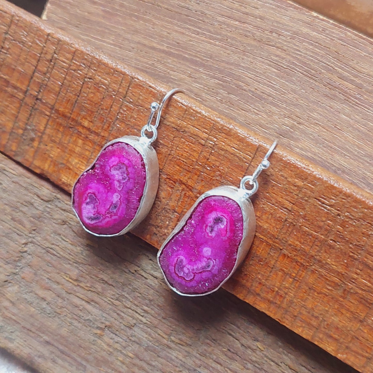 Pink Solar Quartz Gemstone Handmade 925 Sterling Silver Earring For Her Mother