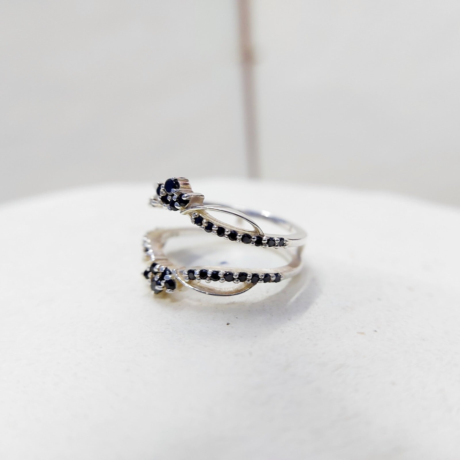 Black Sapphire Eternity Wedding Ring 925 Silver Women Gift Eternity Ring Us5~ 15