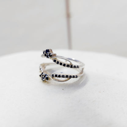Black Sapphire Eternity Wedding Ring 925 Silver Women Gift Eternity Ring Us5~ 15