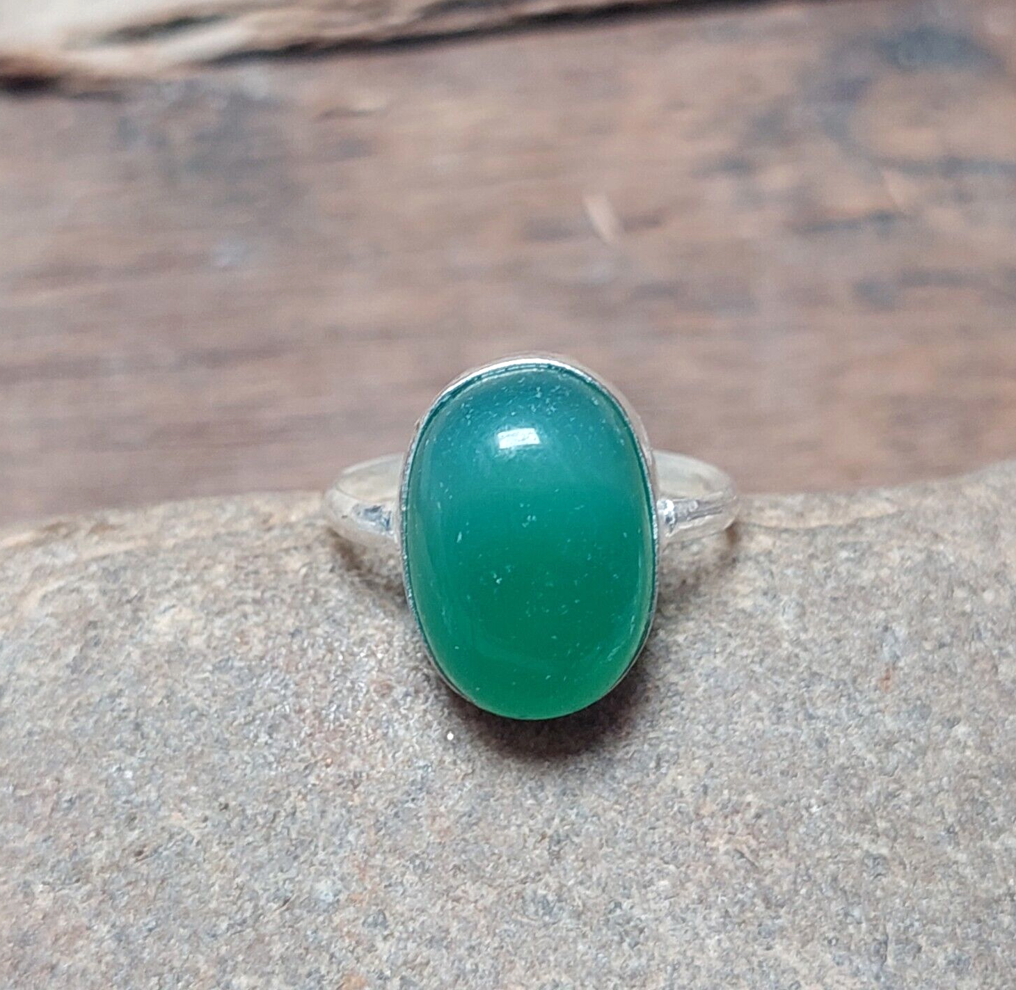 925 Sterling Silver Ring, Oval Onyx Ring,Green Onyx Ring, Handmade Ring For Her
