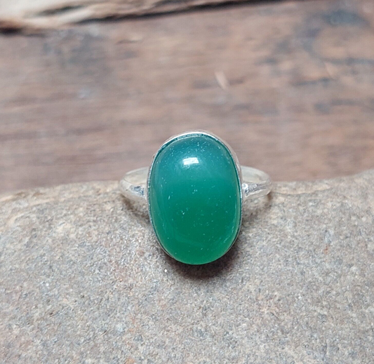 925 Sterling Silver Ring, Oval Onyx Ring,Green Onyx Ring, Handmade Ring For Her