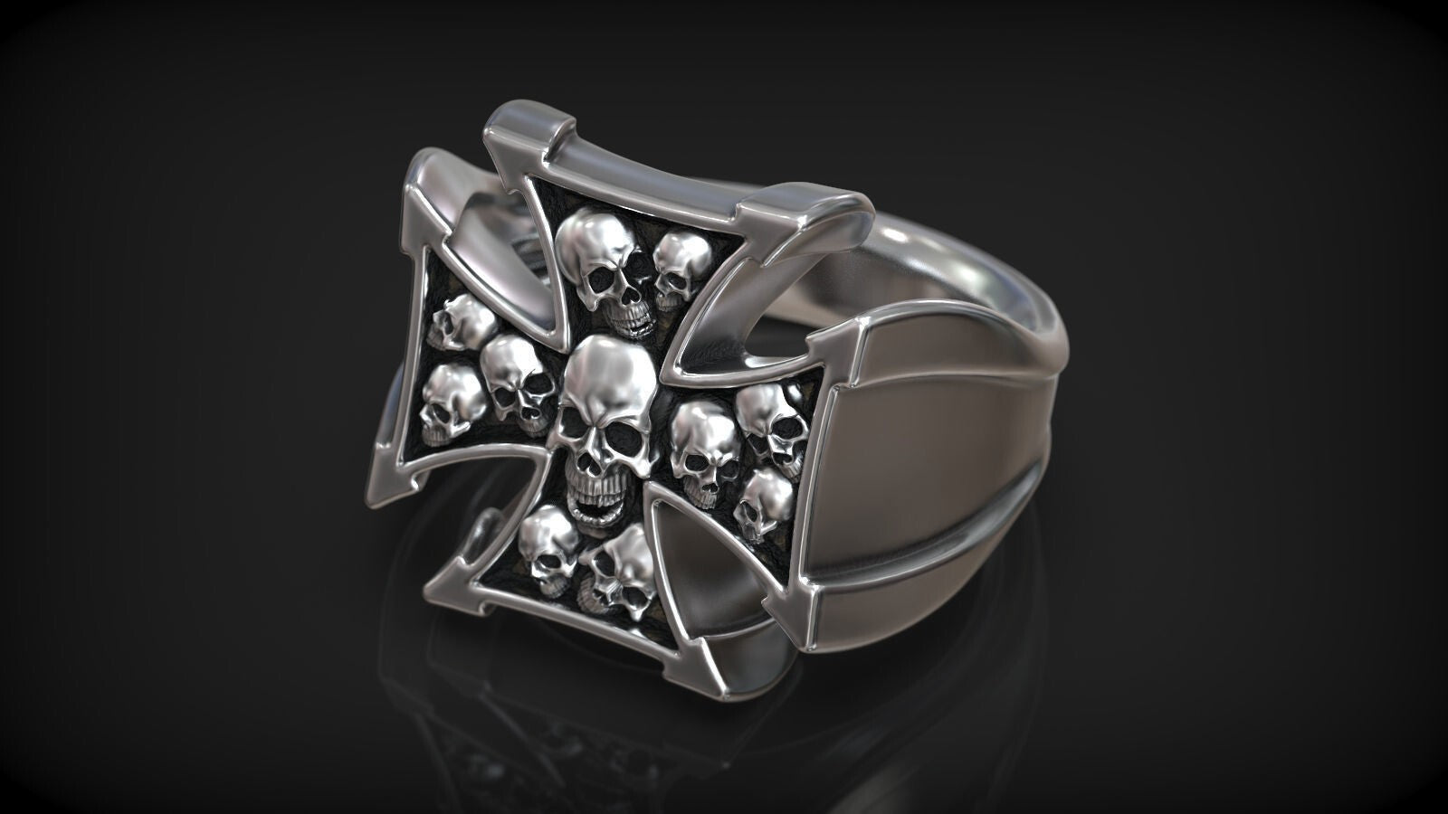Knights Templar Maltese Cross Ring 925 Silver Signet Christian Gift Men US5 ~15