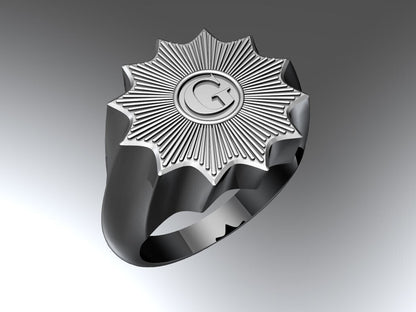 Masonic Square Compass Lodge Ring Sterling Silver Signet Degree Pin Medal US5-15