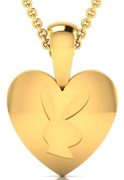 Playboy Bunny Heart Pendant Brass Waterproof Necklace Gift For Her Valentine Day