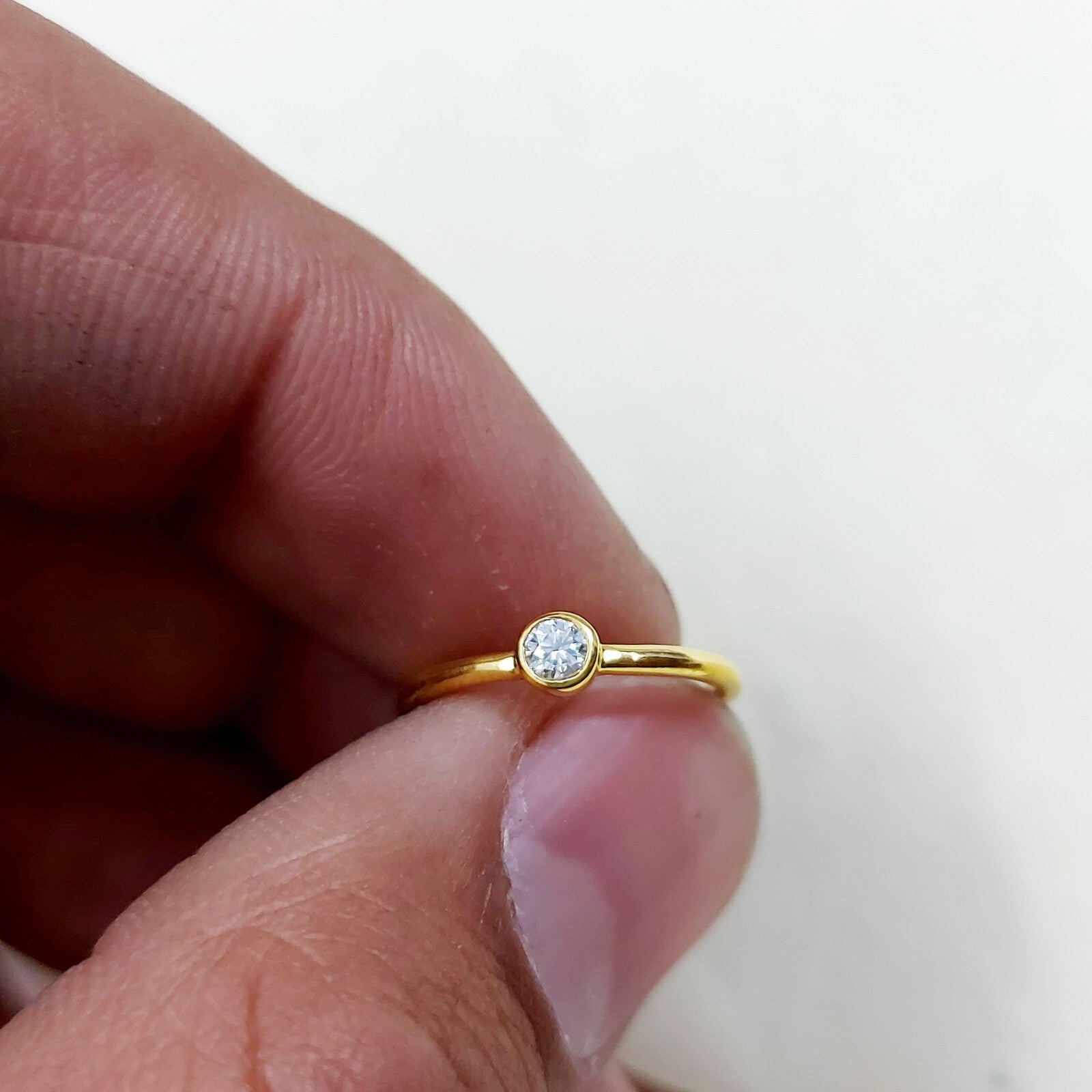 Solitaire Moissanite Ring Silver Minimalist Simple Engagement Ring Gift US5 ~15