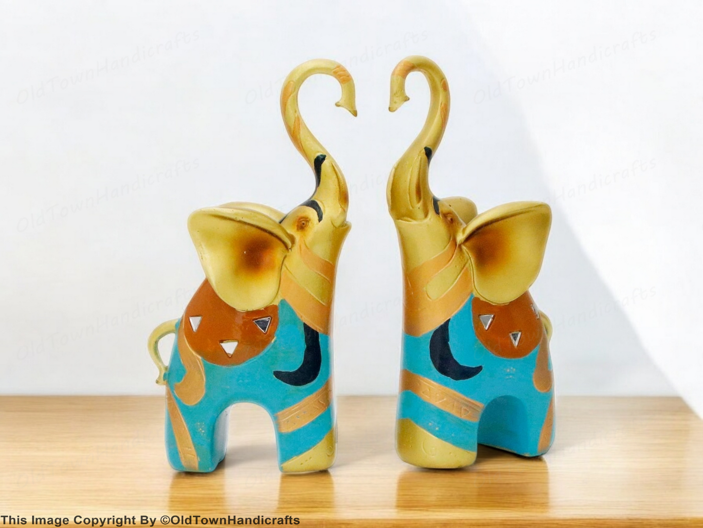 Trunk Up Elephant Statues Couple Figurines for Home Decor Gifts Good Luck