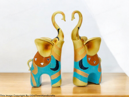Trunk Up Elephant Statues Couple Figurines for Home Decor Gifts Good Luck